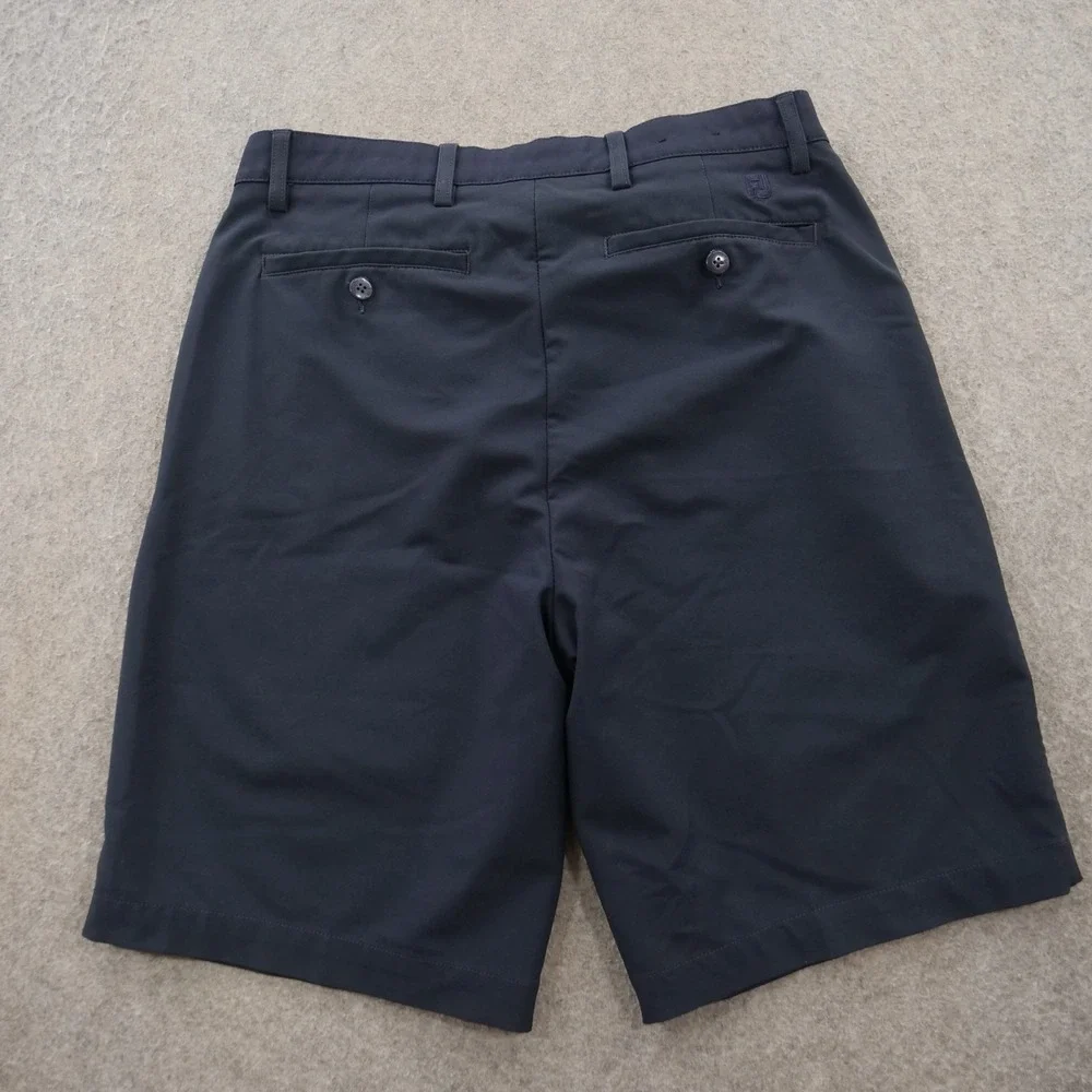 Footjoy Short Mens 32 Blue Flat Front Chinos Gold Logo 10